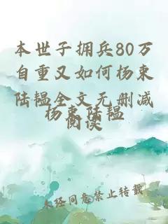本世子拥兵80万自重又如何杨束陆韫全文无删减阅读